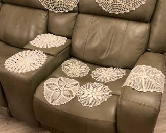 Haverty’s Gray leather couch set- 2 years old