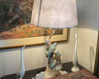 Bird lamp, jewelry boxes.