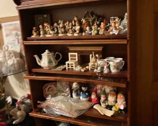 Mahogany Stacking Bookcase and many Hummel Figures