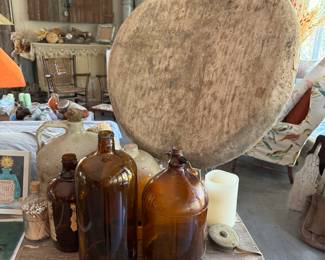 Old amber apothecary bottles