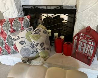 Large decorator pillows, red candle lantern