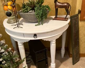 Demilune table w white paint
