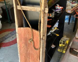 Antique wooden sled w square nails
