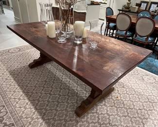 This large hand made table with wooden dowel construction is a MUST SEE!