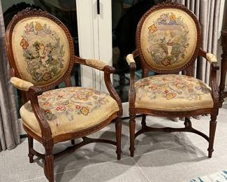 Needlepoint Louis XVI Dining Chairs