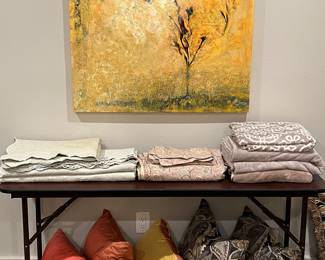 Queen matelasse with two matching shams, Queen duvet cover with two matching shams, assorted throws and pillows