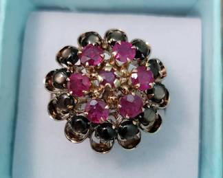 14k, size 6, Sapphire & Ruby dome ring, $465.