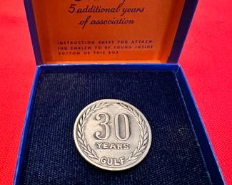 Gulf 30 year service pewter pin