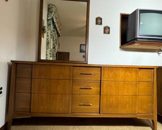 walnut dresser with mirror