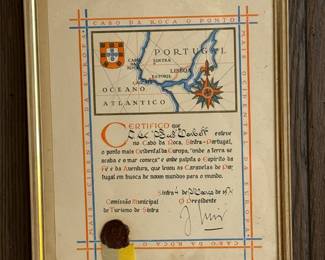 Certificate from most western point in Europe Cape Roca Cinta Portugal