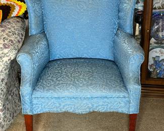 wingback blue chair
