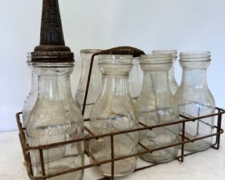 motor oil bottles and carrier