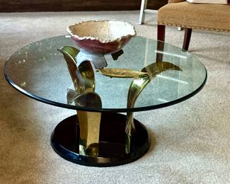 MCM Palm Leaf coofee table - brass and marble