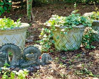 Planters...and the coolest dragon statue 