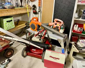 Lawn mower, blowers, saws, coolers, stools...