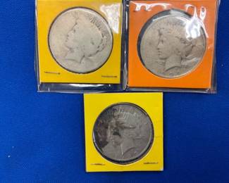 (3) 1922-25 PEACE SILVER DOLLARS 