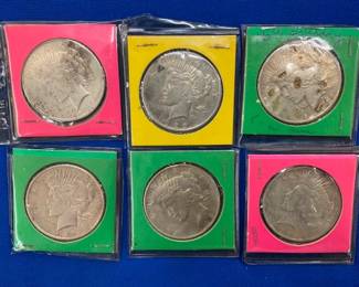 (6) 1922-23 PEACE SILVER DOLLARS 