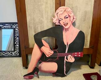 Hand painted Marilyn Monroe cutout on wood.  Done by San Francisco artist, Dimitri Kabaz, in the 1970’s