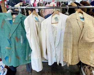 Vintage mens sport coats, white dinner jackets, raw silk blazer