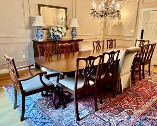 Craftique Dining Table & 10 Chairs (2 Armchairs)