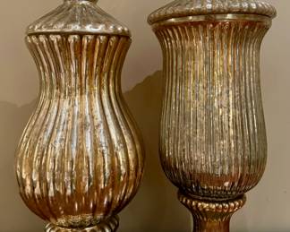 (2) Mercury Glass Apothecary Jars