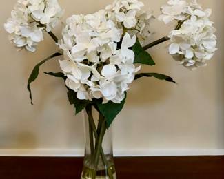 Faux Hydrangeas in Acrylic Water