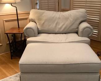 Beige Basset Loveseat , Ottoman Side Table