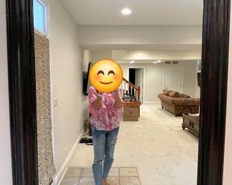 Large Leather framed mirror