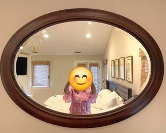Oval wood mirror