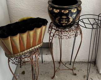 Outdoor pottery and stands