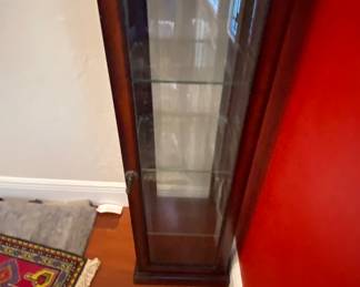 Small Wood and  Glass Display cabinet 39 1/2" 12 1/2 x 12 1/2
