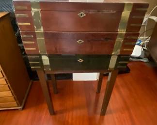 Brass Inlaid detachable boxes on stand with keys 27" x 16 " 10