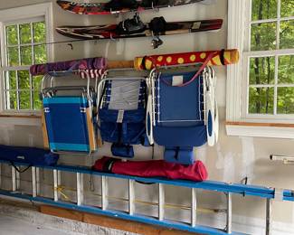 ladder, water ski's beach chairs