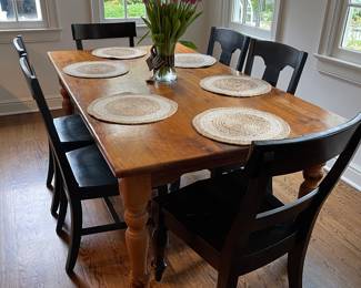 farm table, chairs