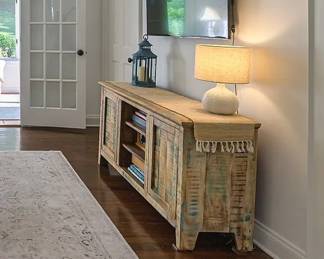 Console table, TV lantern