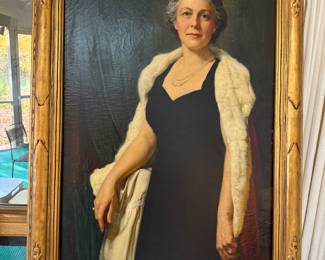 Arnold Mountfort (American, 1878-1942 Oil on Canvas 1940 H 35” W24” Portrait of Ruth Fisher Oxnam - has some damage