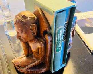 Indonesian Carved Bookends - male & female