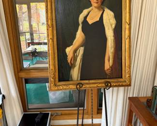 Arnold Mountfort (American, 1878-1942 Oil on Canvas 1940 H 35” W24” Portrait of Ruth Fisher Oxnam - has some damage