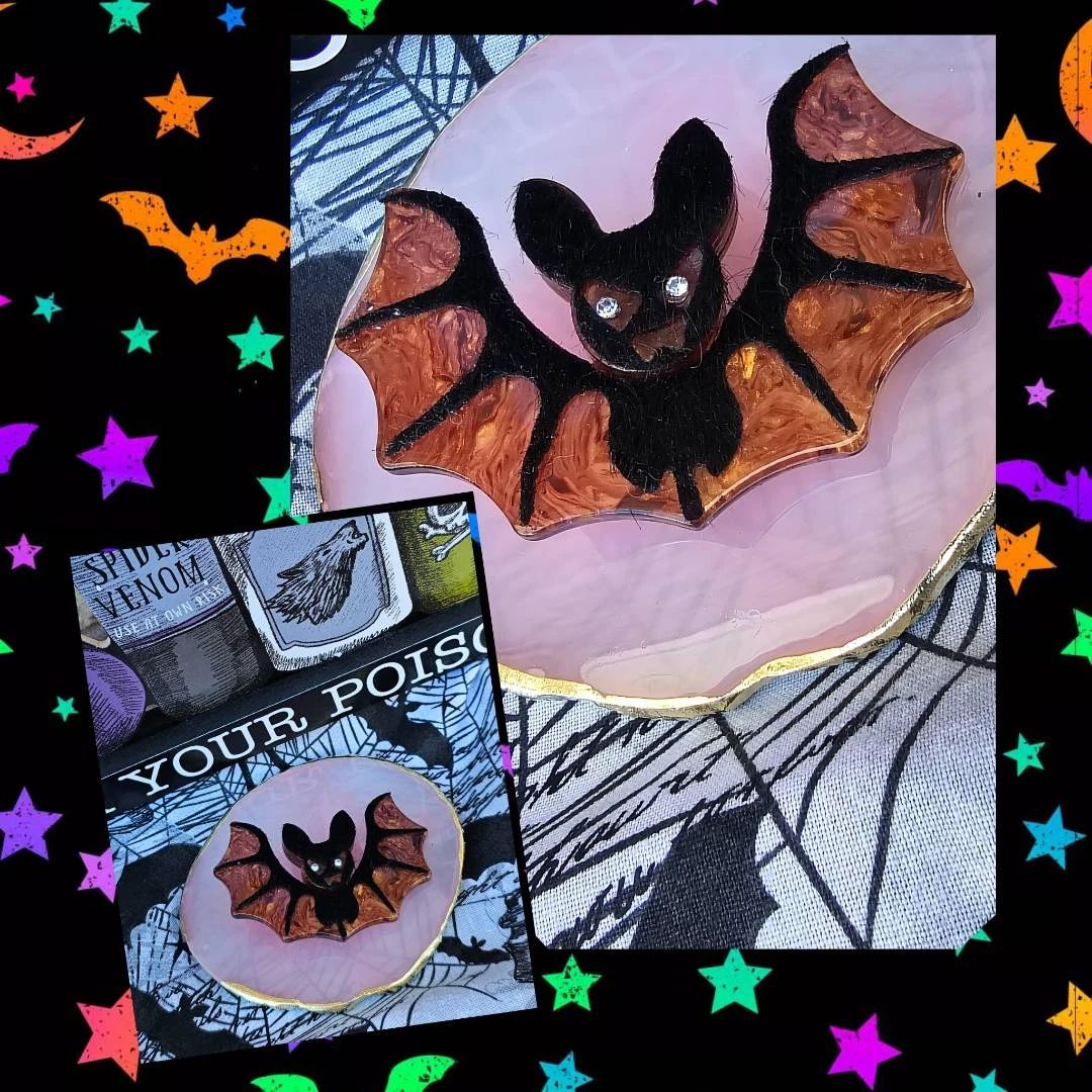 Acrylic Felt Vintage Bat Brooch  See Video