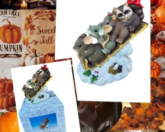 Fitz Floyd  Charming Tails  Retired 2001  Leaf And Acorn Member Exclusive  Sharing The Ride 