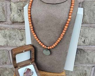 Noreena Jasper Ring Vintage Tribal Coin Necklace  Tested  See Pictures
