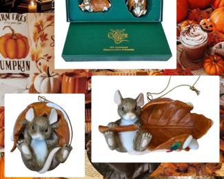 Fitz Floyd  Charming Tails  Retired  10th Annual Commemorative Porcelain Ornaments 
