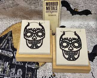 Morbid Metals Black Sugar Skull Earrings