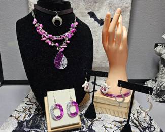 Flashy Purple Jewelry Ghost Earrings  Crescent Moon Necklace  More