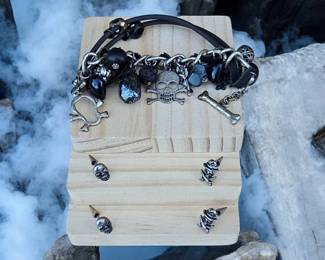 Skull Crossbones Bracelet  Earrings