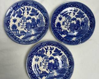 Japanese Blue White Porcelain Mini Plate Set, Vintage