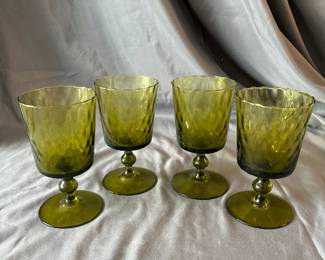 Green Glass Goblet Set