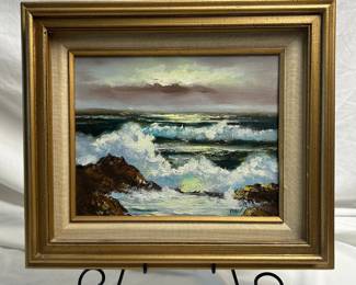 Original Painting Waves Crashing Signed Dali