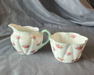 Shelley England Rosebud Sugar Bowl And Cream Pitcher