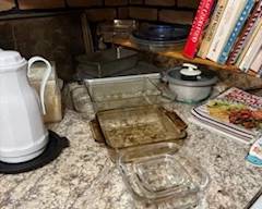 Baking dishes and cookbooks